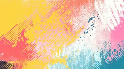 Obraz premium Abstract Sports Background with yellow and pink and orange and blue and green red Brushstrokes and Halftone Effect. Dynamic Grunge Background. Scratch and Texture Elements For Design