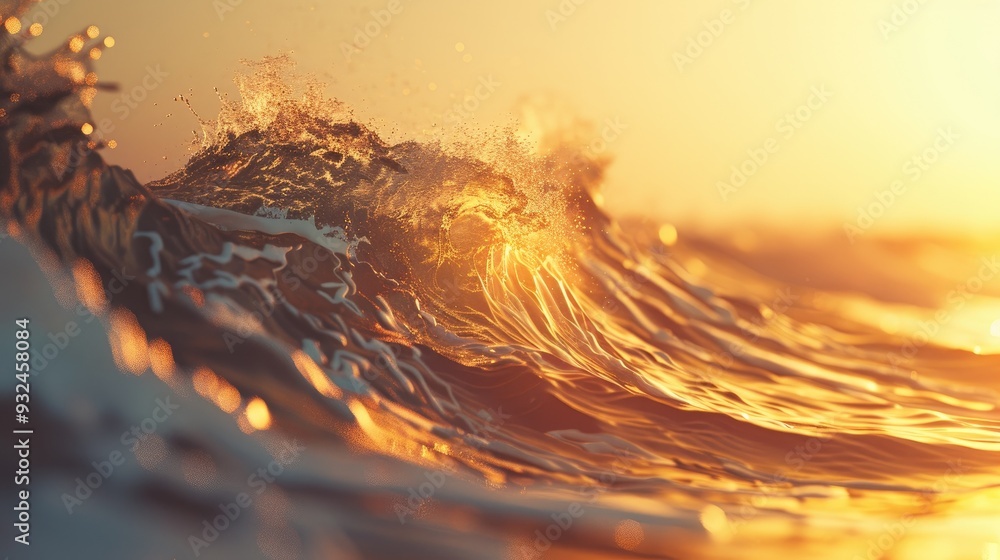 Poster abstract geometric three-dimensional representation of a rugby tidal wave.