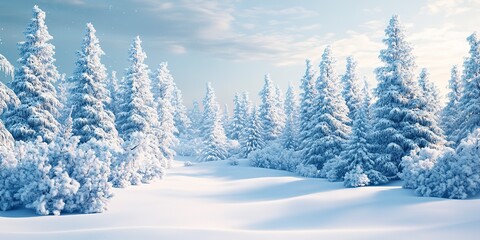 A winter wonderland with snow-covered trees. Perfect for seasonal designs