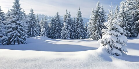 landscape with snow, winter wonderland backgrounds with snow-covered trees. 