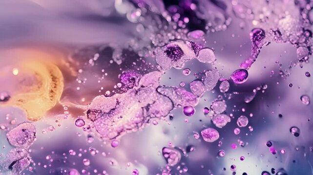 A tissue sample under a light microscope exhibiting abnormal cell death patterns characteristic of disorders associated with malfunctioning apoptosis pathways.