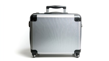 Silver Suitcase with Black Trim and Wheels