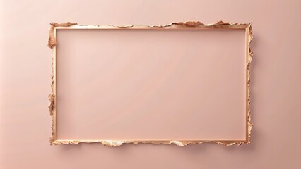 Rose gold paper torn edges frame on pastel pink background with copy space, Rose gold, paper, torn edges, frame