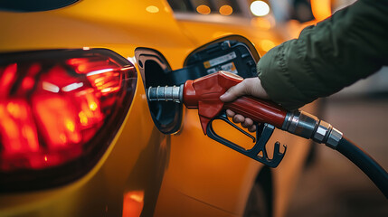 Refueling Car. Automotive Maintenance Advertisement Concept.