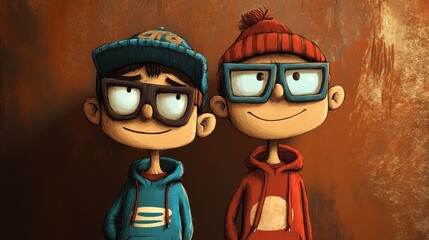 two cool cartoon best friends