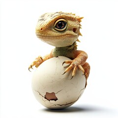 Obraz premium Small Dragon Hatchling Emerging from Cracked Egg