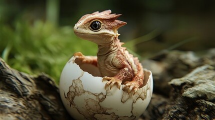 Obraz premium A Small Dragon Emerging From Its Egg