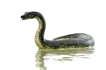 Fototapeta premium A Black and Green Sea Serpent Swimming in Water