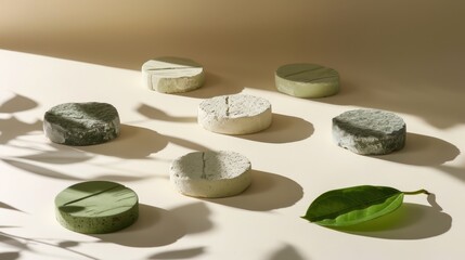 Empty Podium for product display with lef shadow background.