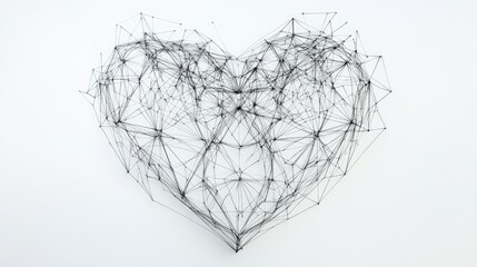 Fototapeta premium Abstract heart with detailed geometric patterns, white background, complicated and visually captivating