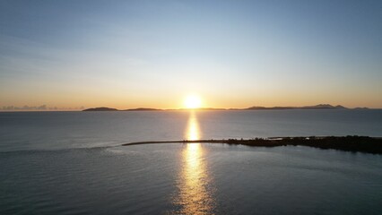 Aerial sunrise of Taylors Beach Queensland Australia