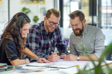 Obraz premium Professional team in office, brainstorming and planning collaborative project