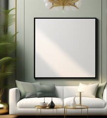 poster frame mock-up in modern living room interior. fucnitur