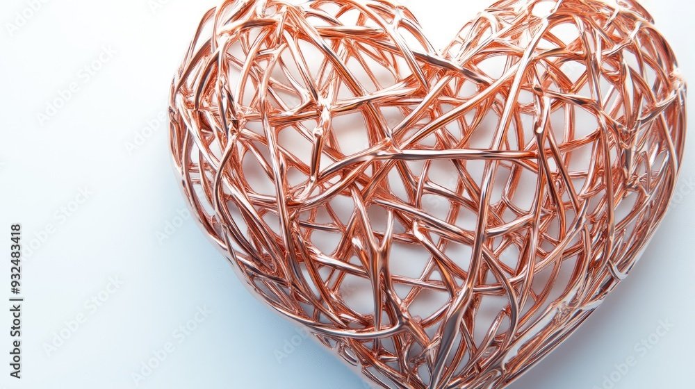 Poster mesmerizing abstract heart composed of tangled lines and patterns, set against a white background, d