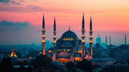 Fototapeta premium Explore the role of mosques as centers of community life during Ramadan Kareem.