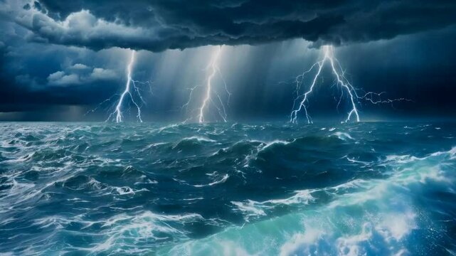 animation ocean in strom