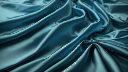 Fototapeta premium Elegant Teal Satin with Sparkling Details