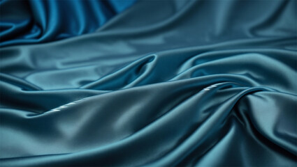 Fototapeta premium Smooth Teal Satin Fabric with Luxurious Shine