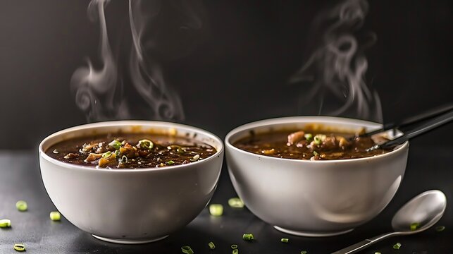 Dongpo pork Dngp ru served alongside steaming bowl of hot and sour soup Sun l tng