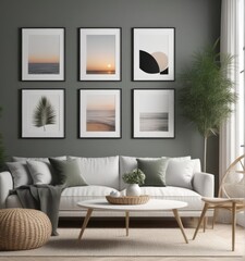 poster frame mock-up in modern living room interior. fucnitur