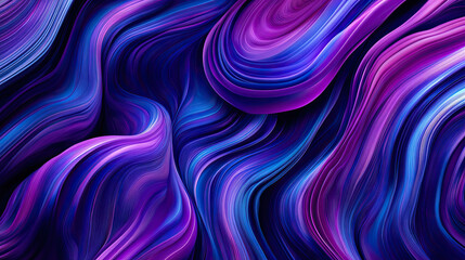 Fototapeta premium Fluid Organic Shapes with Purple and Blue Lines on a Black Background – Abstract Design for Modern Digital Art, Textures, and Creative Backgrounds