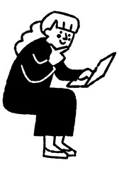 Woman working on computer while thinking_2