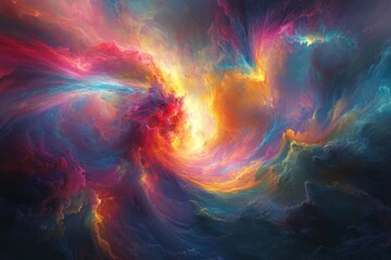Fototapeta premium Abstract Colorful Swirling Cloudscape with Glowing Center