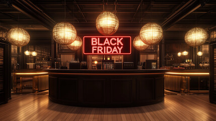 Black friday sale. colorful retro black friday neon light banner.. 