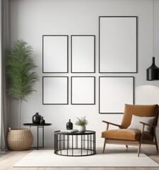 poster frame mock-up in modern living room interior. fucnitur