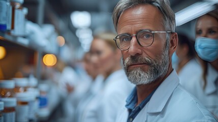 doctors talking to pharmaceutical sales representative presenting new pharmaceutical product hospital manager talking with doctors team