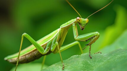 A Close-Up of a Praying Mantis