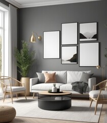 poster frame mock-up in modern living room interior. fucnitur