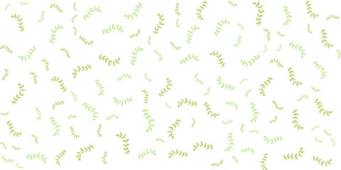 Seamless pattern of green leaves on a white background. Minimalist and botanical designs.