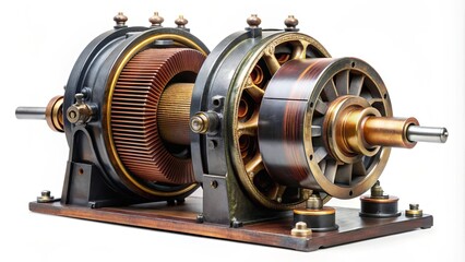 Three-phase flywheel dynamo from 1910 , electricity, technology, vintage, machine, industrial