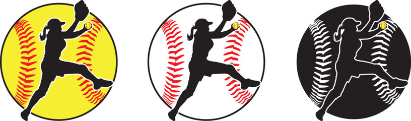 Softball Girl, Softball Silhouette, Girl Baseball Player, Baseball Clip Art © TrangNBVN