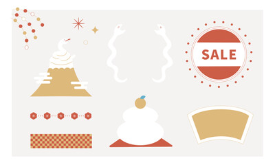 シンプルなお正月イラスト素材セット