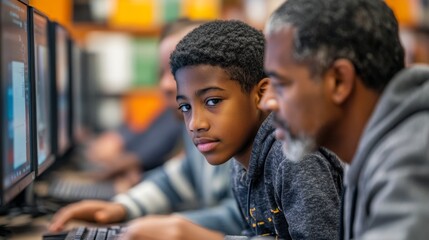 African American Boy and Man