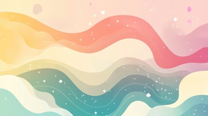 Abstract Wavy Background with Stars and Pastel Colors