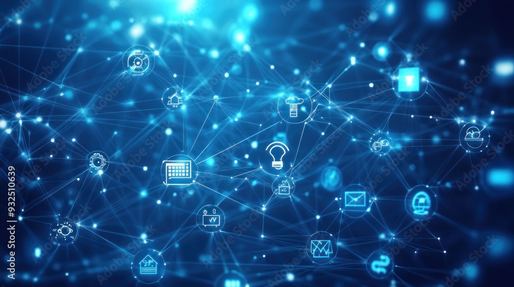 Aufkleber global network of digital connections and iot devices in a futuristic interface