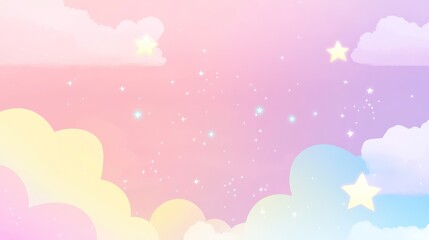 Pastel Sky with Stars and Clouds