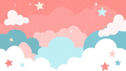 Pink and Blue Cloud and Star Background