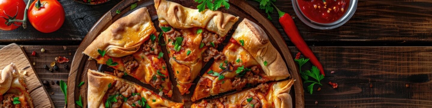 Savory Handmade Fried Meat Pastry Known as Fincan Boregi and Puf Borek