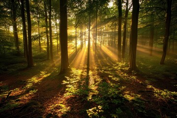 Obraz premium Sunrise Symphony in Shadows of the Forest