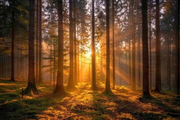 Obraz premium Sunrise in Woodlands, Shadows Dance