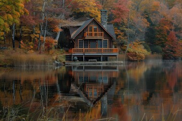 Fototapeta premium Serene Lakeside Retreat