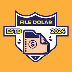Dollar file badge illustration vector design with disk in colorful and simple style. suitable for logos, icons, posters, advertisements, banners, companies, t-shirt designs, stickers, websites.