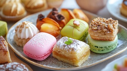 Delightful Global Sweets: Diverse Desserts from Around the World including Macarons, Baklava, and Mochi
