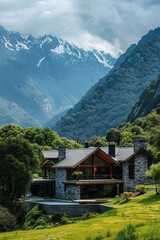 Panoramic Mountain Retreat with Snow-Capped Peaks
