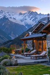Snow-Capped Peaks and Lush Valleys from Mountain Retreat