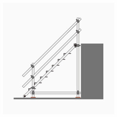 Side view of temporary access using scaffolding ladder vector illustration.